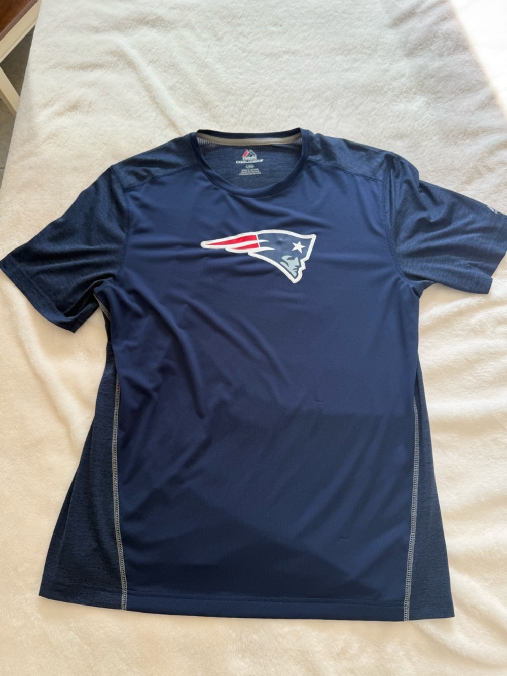 New England Patriots Performance Tee with Red and White Team Logo